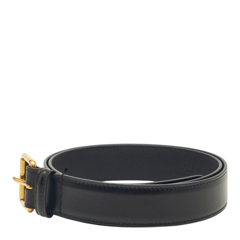 Gucci Plain Belt 85 34 Black Gold Calf — view 3