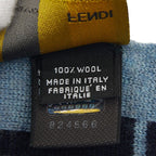 Fendi Zucca Fflogo Scarf Navy Wool — view 4