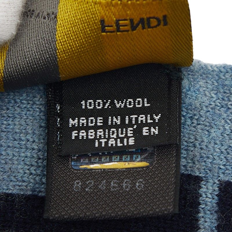 Fendi Zucca Fflogo Scarf Navy Wool — view 4