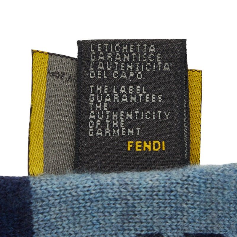 Fendi Zucca Fflogo Scarf Navy Wool — view 5