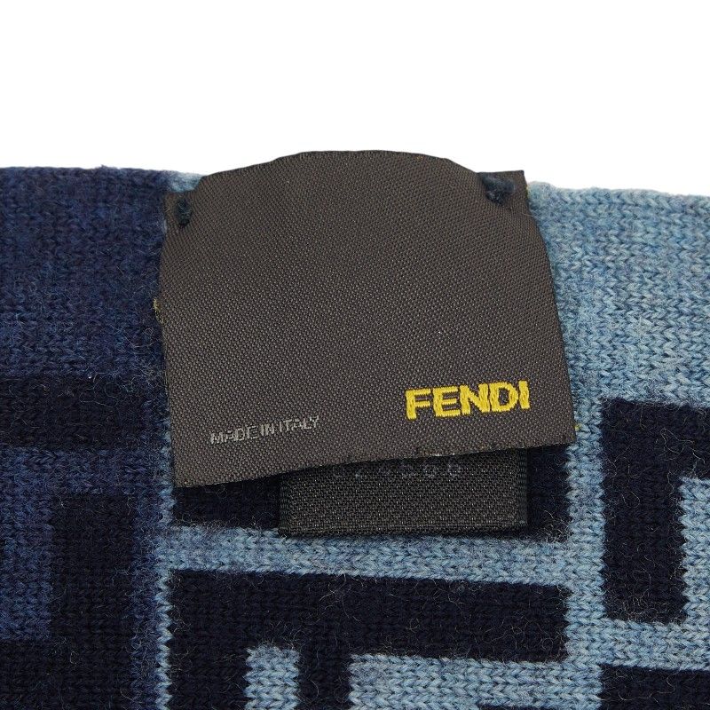 Fendi Zucca Fflogo Scarf Navy Wool — view 6