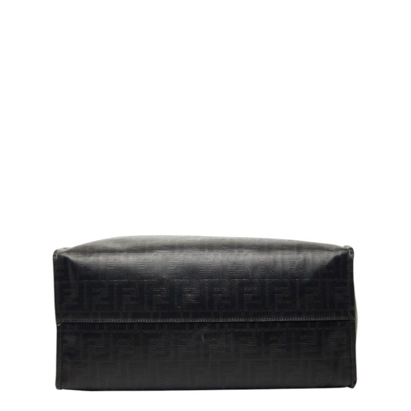 Fendi Mania Zucca Fila Collaboration Tote Black Leather Wool — view 3
