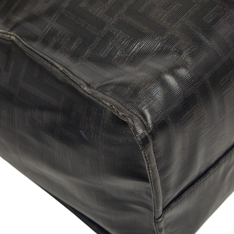 Fendi Mania Zucca Fila Collaboration Tote Black Leather Wool — view 7