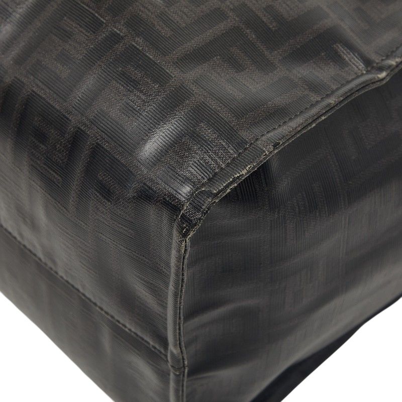 Fendi Mania Zucca Fila Collaboration Tote Black Leather Wool — view 4