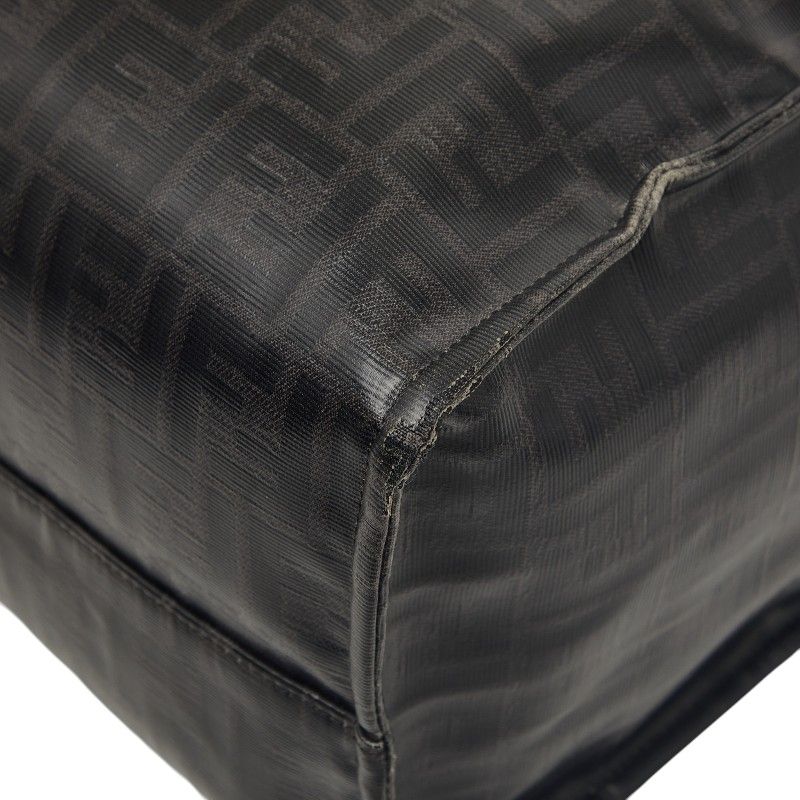 Fendi Mania Zucca Fila Collaboration Tote Black Leather Wool — view 6