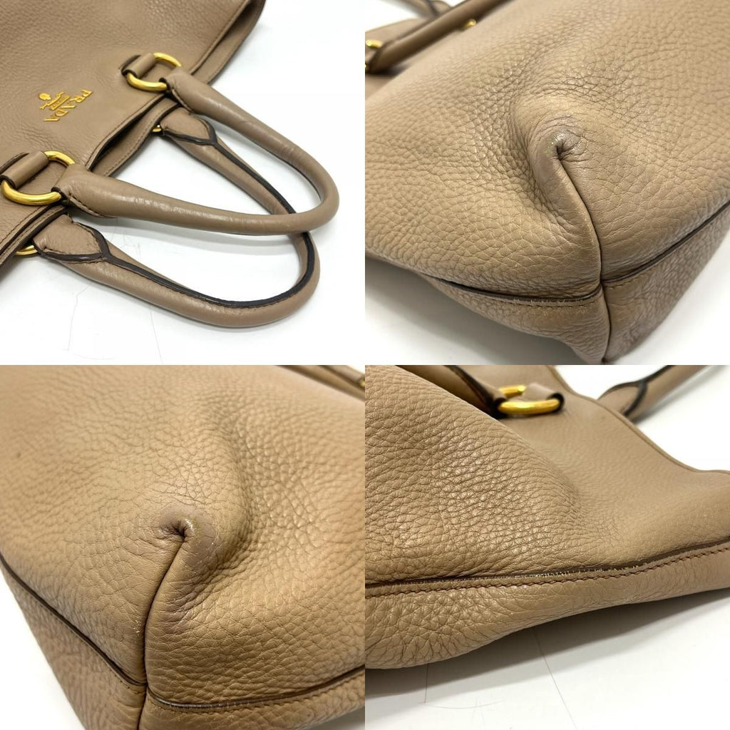 Prada Tote Logo Nylon Leather Beige — view 7