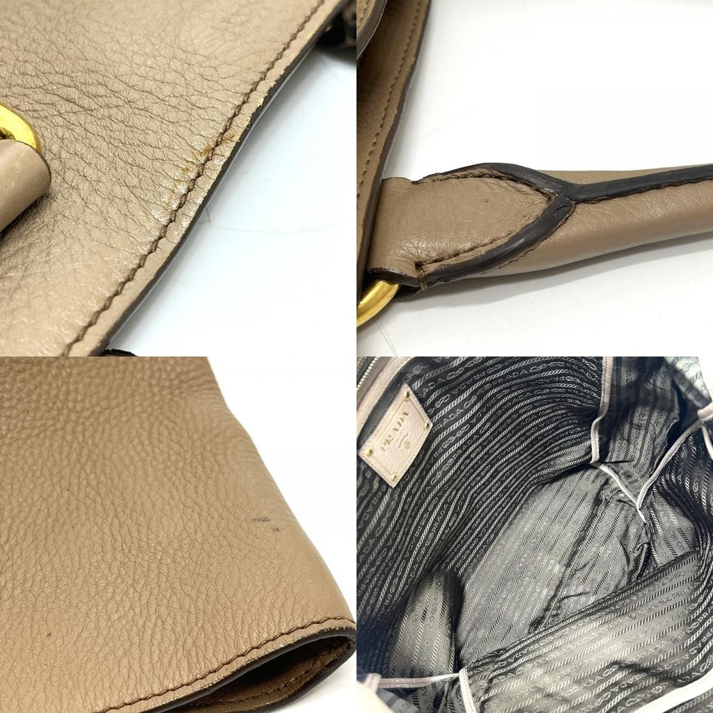Prada Tote Logo Nylon Leather Beige — view 8