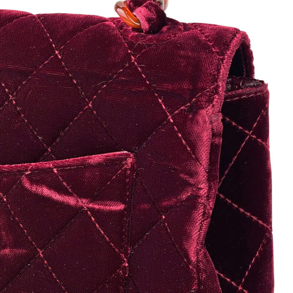 Chanel CC Logo Platinum Shoulder Bag Quilted Velvet — view 9