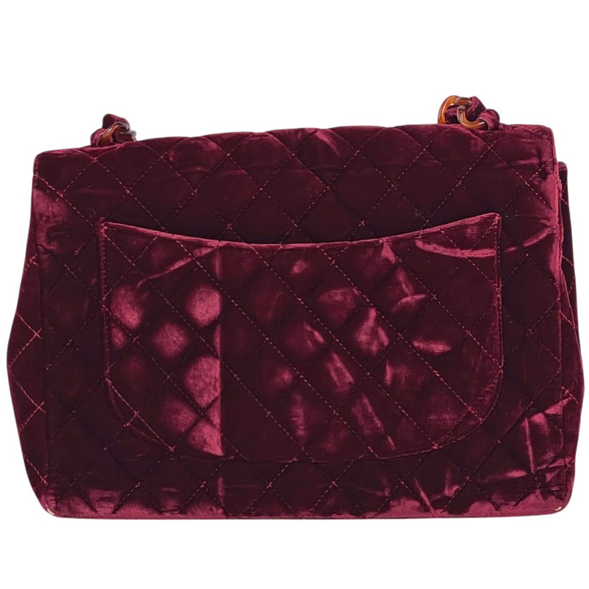 Chanel CC Logo Platinum Shoulder Bag Quilted Velvet — view 3