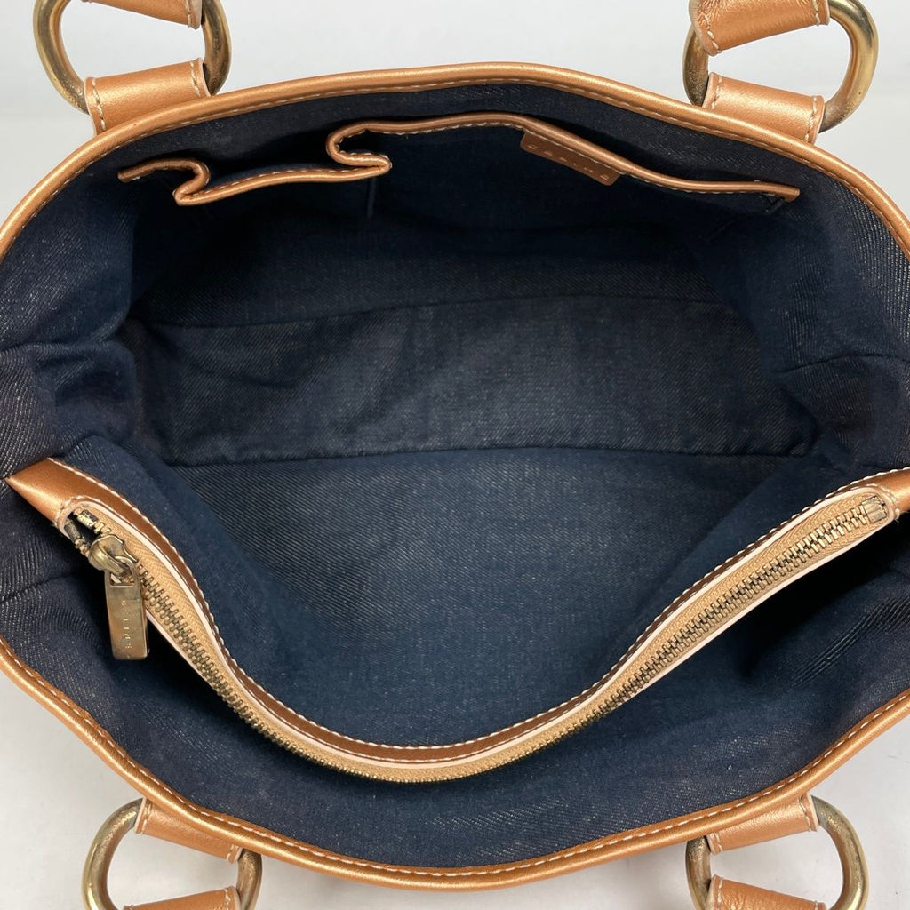 Celine Boogie Bag Paris Macadam Lame Handbag Denim Blue Brown — view 7