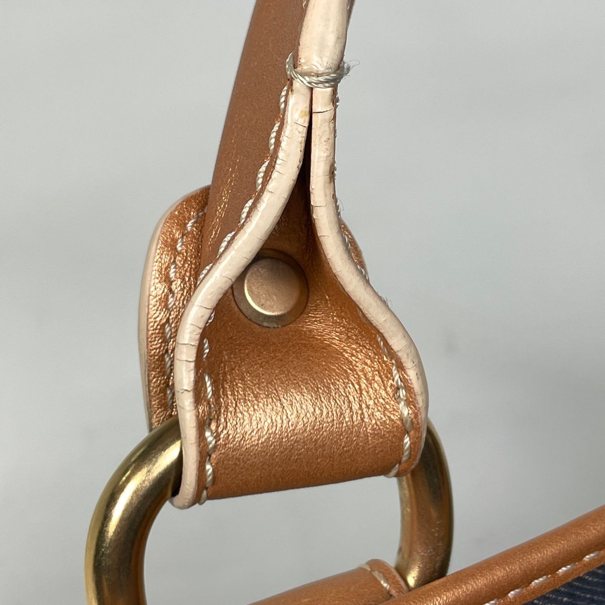 Celine Boogie Bag Paris Macadam Lame Handbag Denim Blue Brown — view 4