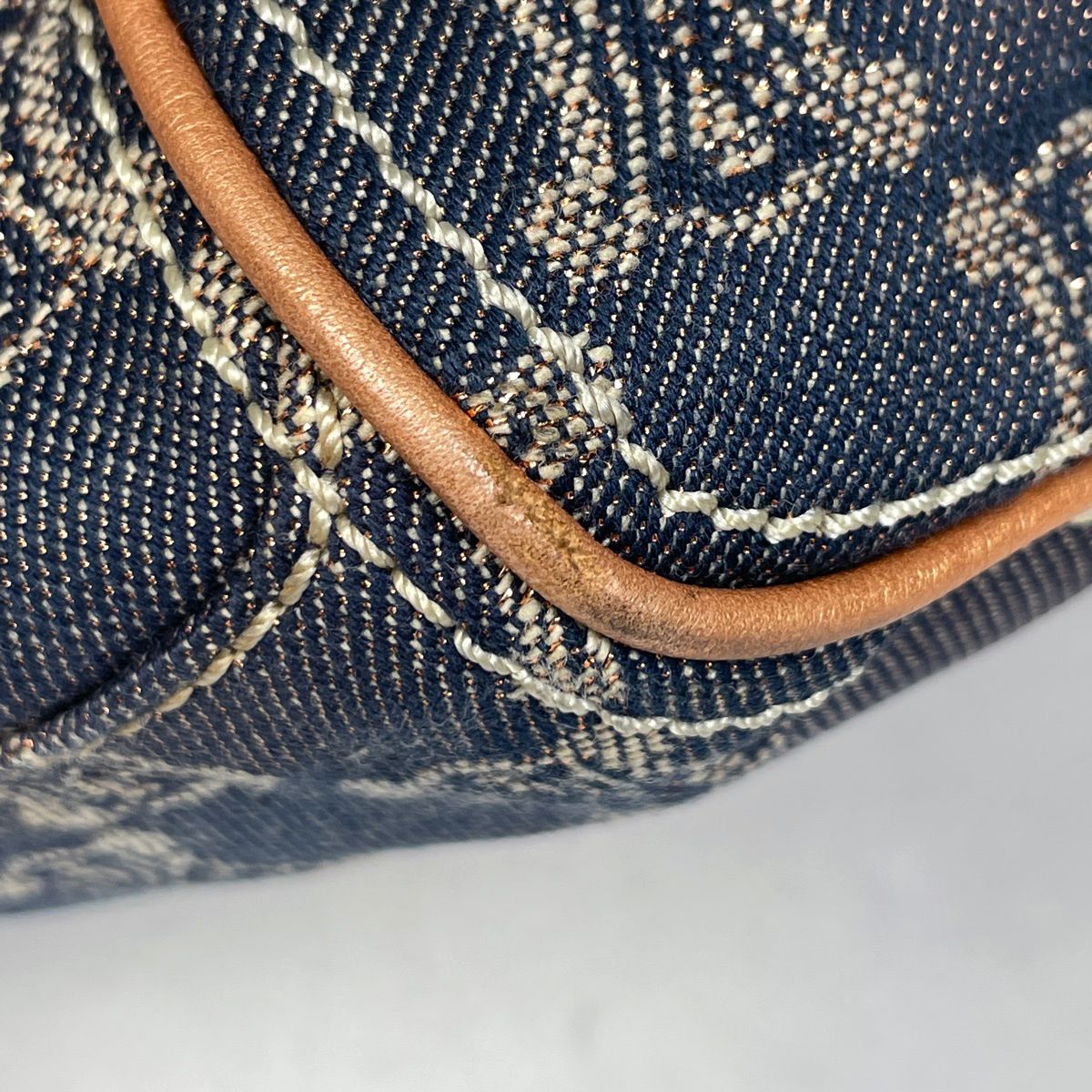 Celine Boogie Bag Paris Macadam Lame Handbag Denim Blue Brown — view 3