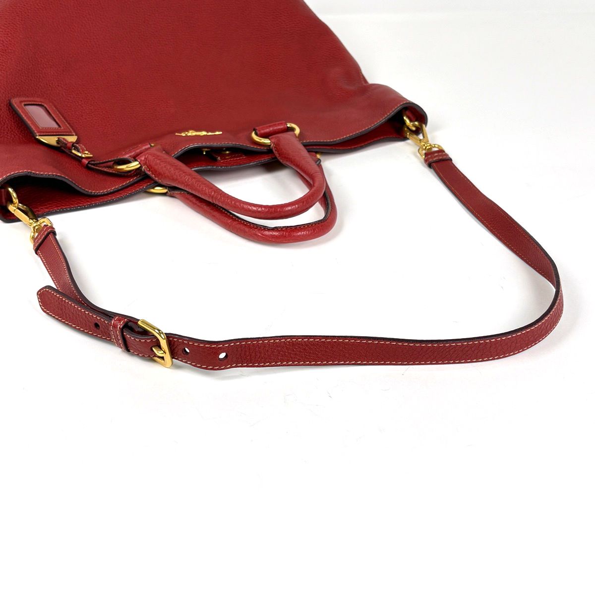 Prada Logo 2-Way Shoulder Bag Tote Leather Red — view 7