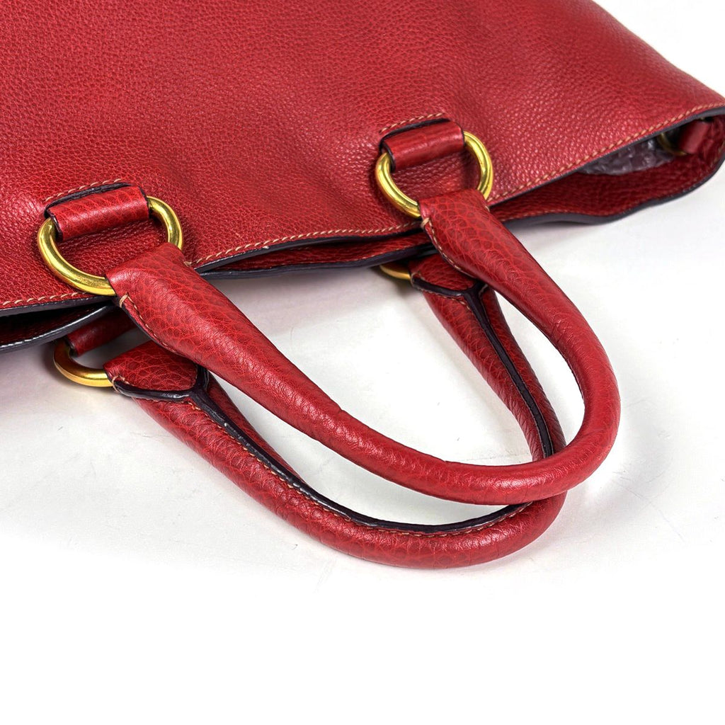 Prada Logo 2-Way Shoulder Bag Tote Leather Red — view 6