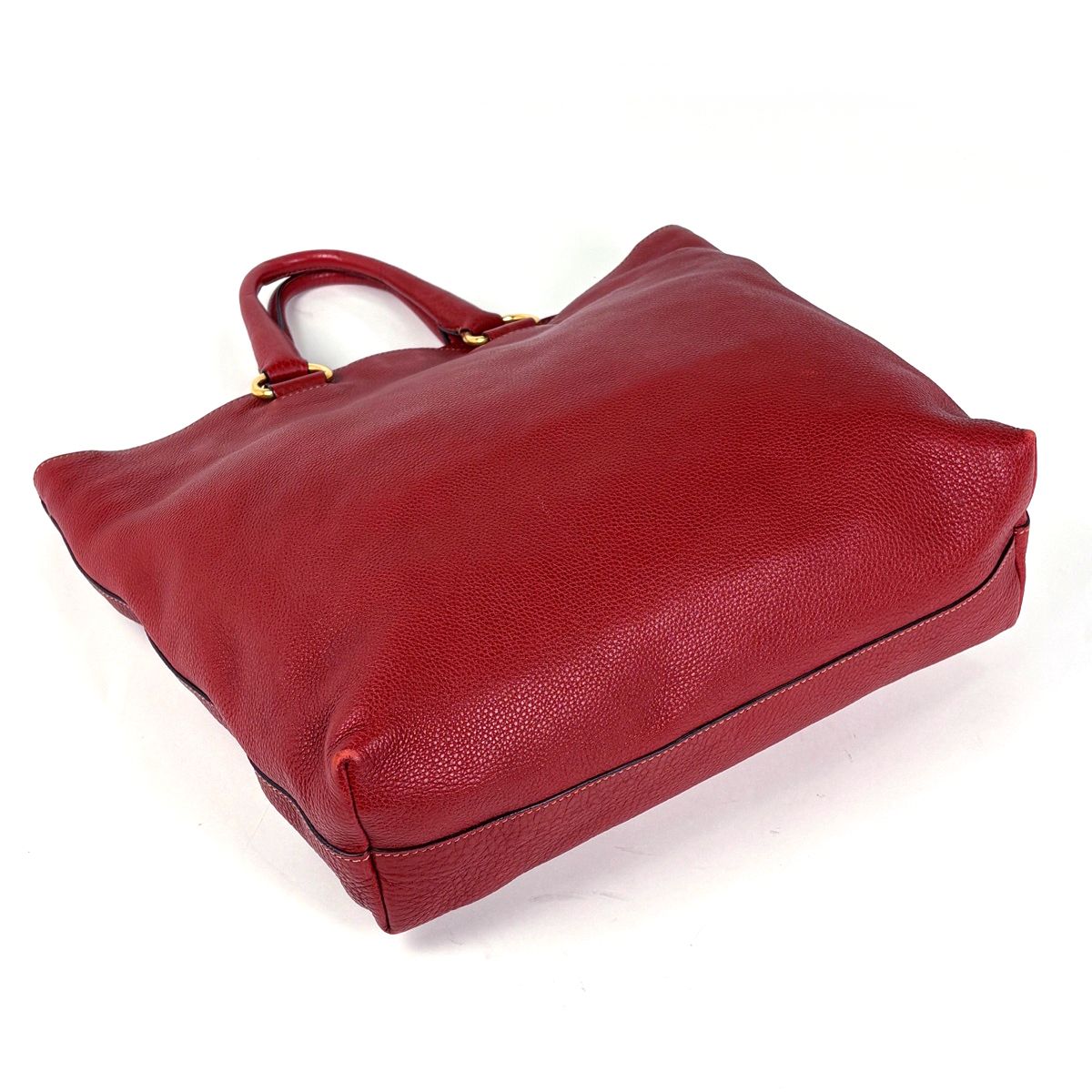 Prada Logo 2-Way Shoulder Bag Tote Leather Red — view 2