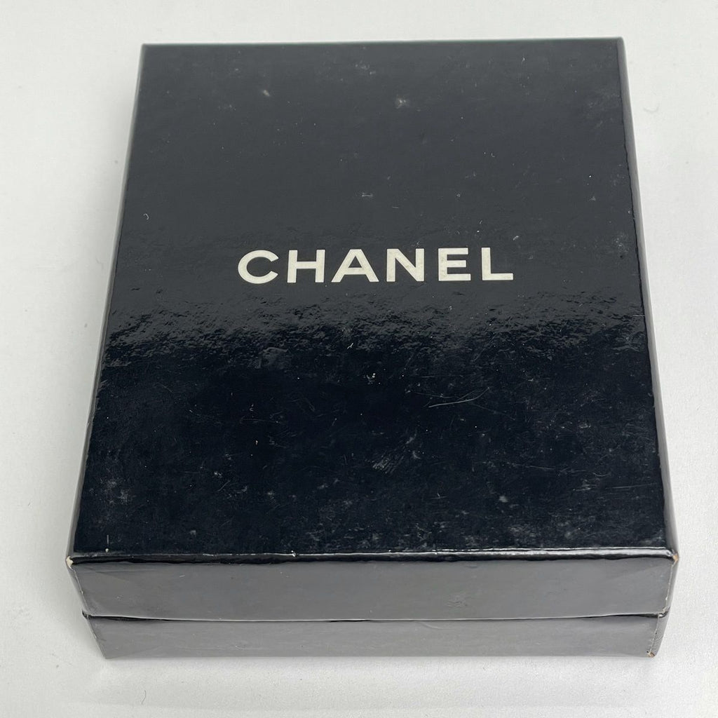 Chanel CC Logo Square Earrings Silver Plated Black White — view 8
