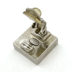 Chanel CC Logo Square Earrings Silver Plated Black White — view 3