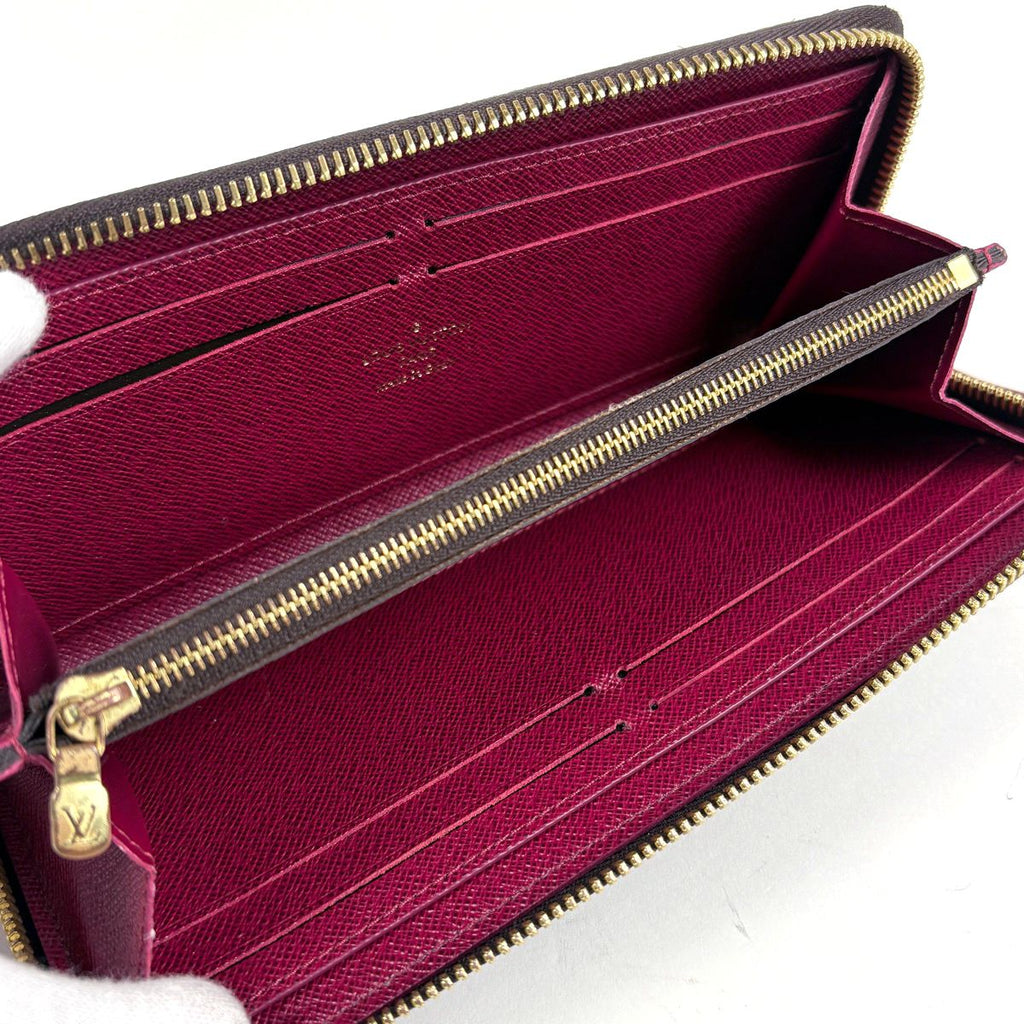 Louis Vuitton Portefeuille Clemence Zip Around Wallet Monogram Brown Fuchsia — view 6