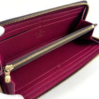 Louis Vuitton Portefeuille Clemence Zip Around Wallet Monogram Brown Fuchsia — view 6