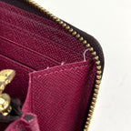 Louis Vuitton Portefeuille Clemence Zip Around Wallet Monogram Brown Fuchsia — view 5