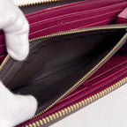 Louis Vuitton Portefeuille Clemence Zip Around Wallet Monogram Brown Fuchsia — view 7