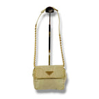 Prada Triangle Logo Chain Shoulder Bag Tessuto Nylon Ivory Mini — view 2