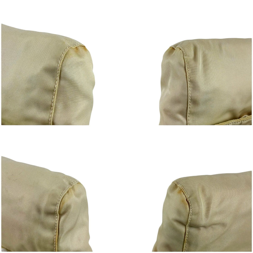 Prada Triangle Logo Chain Shoulder Bag Tessuto Nylon Ivory Mini — view 9