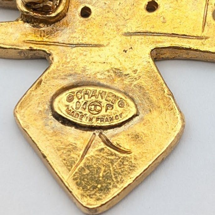 Chanel Brooch CC Logo Gold Cross Vintage — view 7
