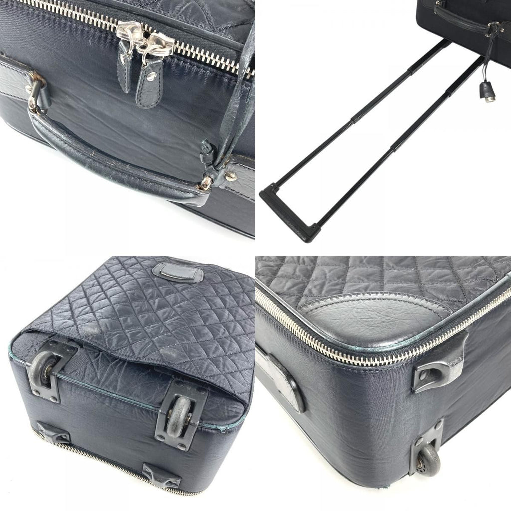 Chanel Travel Bag CC Logo Leather Nylon Black Carryon Luggage — view 7