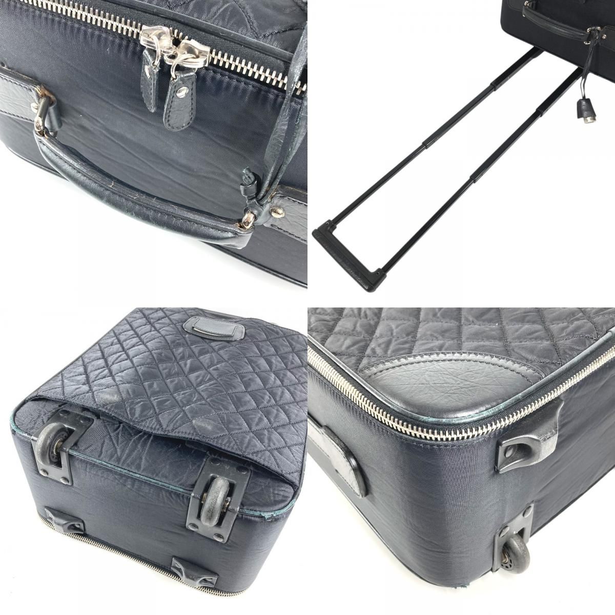 Chanel Travel Bag CC Logo Leather Nylon Black Carryon Luggage — view 7