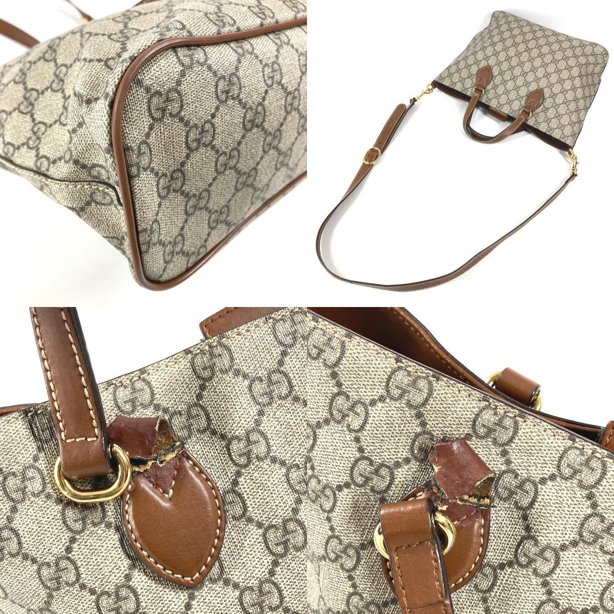 Gucci Handbag 2-Way Bag Logo GG Supreme Canvas Beige — view 7