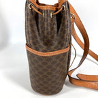 Celine Shoulder Bag Macadam Logo Leather Canvas Brown — view 4