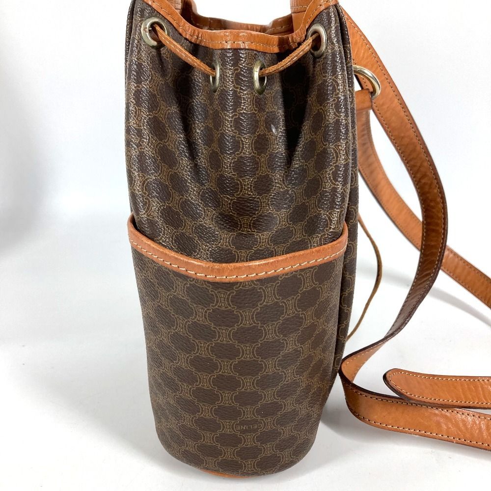 Celine Shoulder Bag Macadam Logo Leather Canvas Brown — view 4