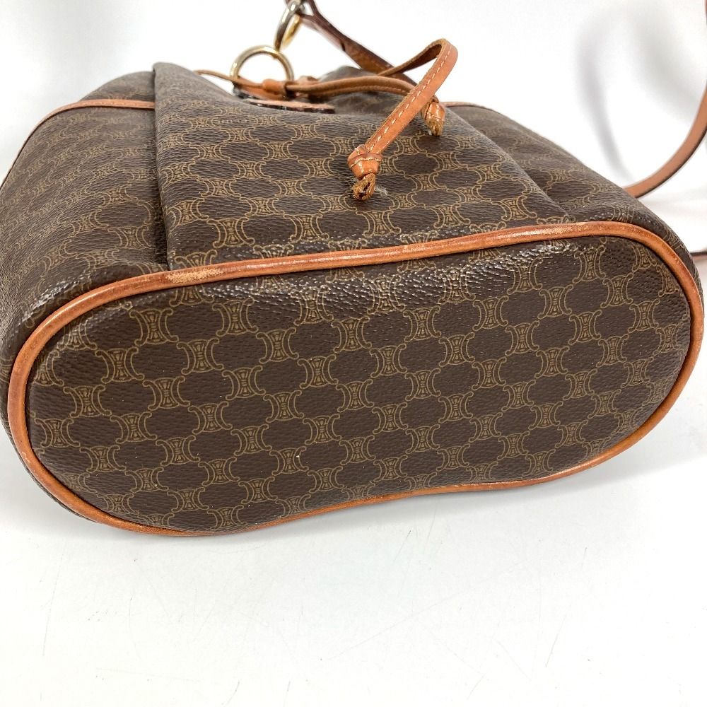 Celine Shoulder Bag Macadam Logo Leather Canvas Brown — view 5