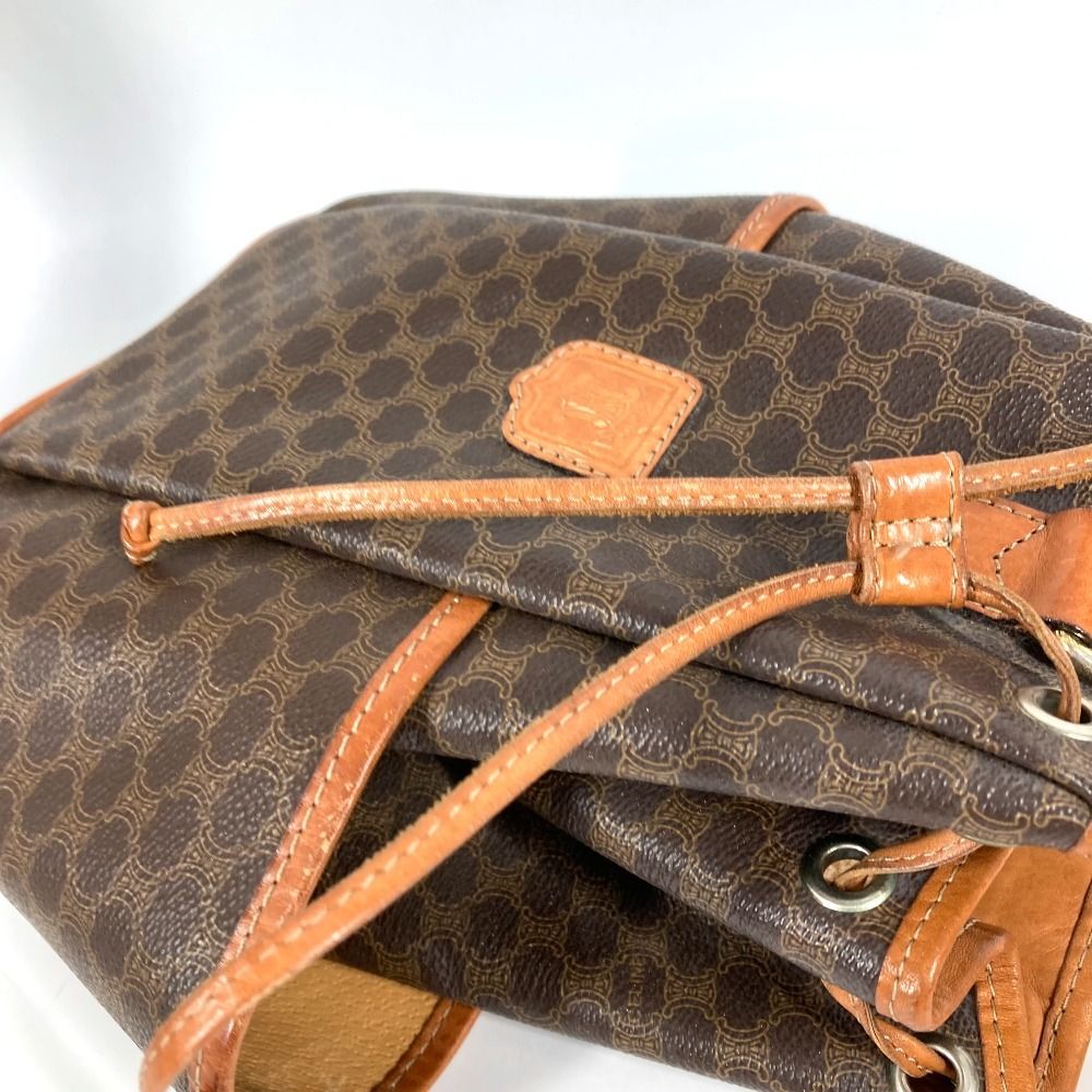 Celine Shoulder Bag Macadam Logo Leather Canvas Brown — view 7