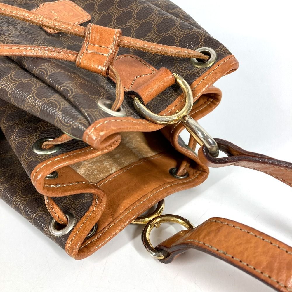 Celine Shoulder Bag Macadam Logo Leather Canvas Brown — view 6