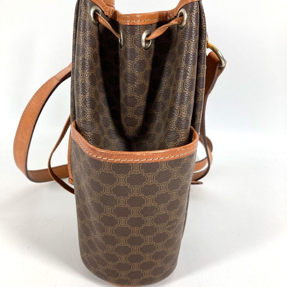 Celine Shoulder Bag Macadam Logo Leather Canvas Brown — view 2