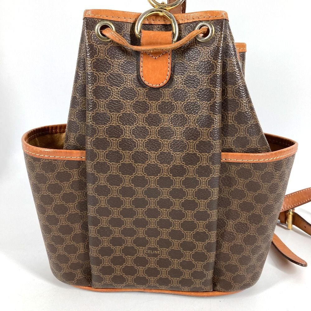 Celine Shoulder Bag Macadam Logo Leather Canvas Brown — view 3