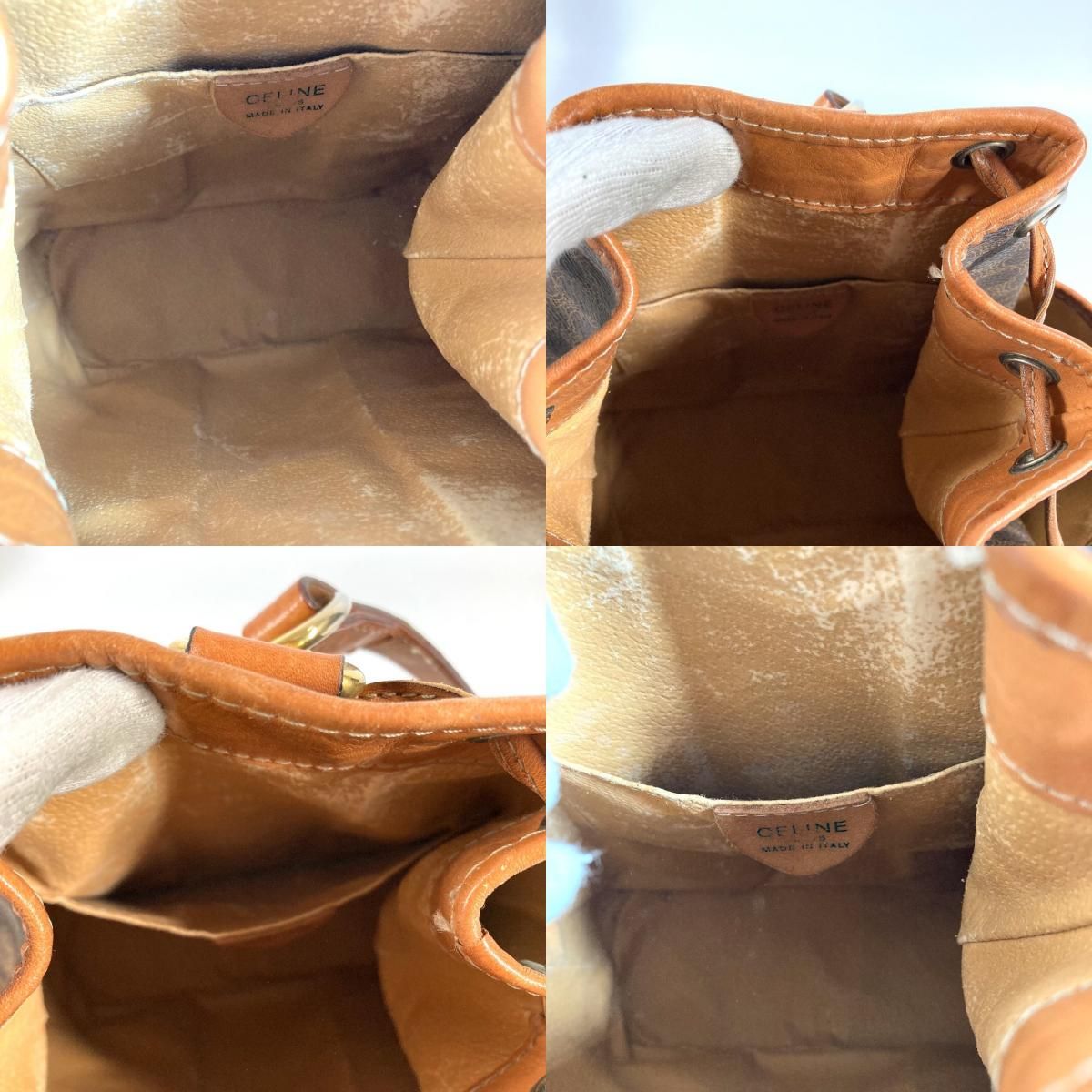 Celine Shoulder Bag Macadam Logo Leather Canvas Brown — view 8