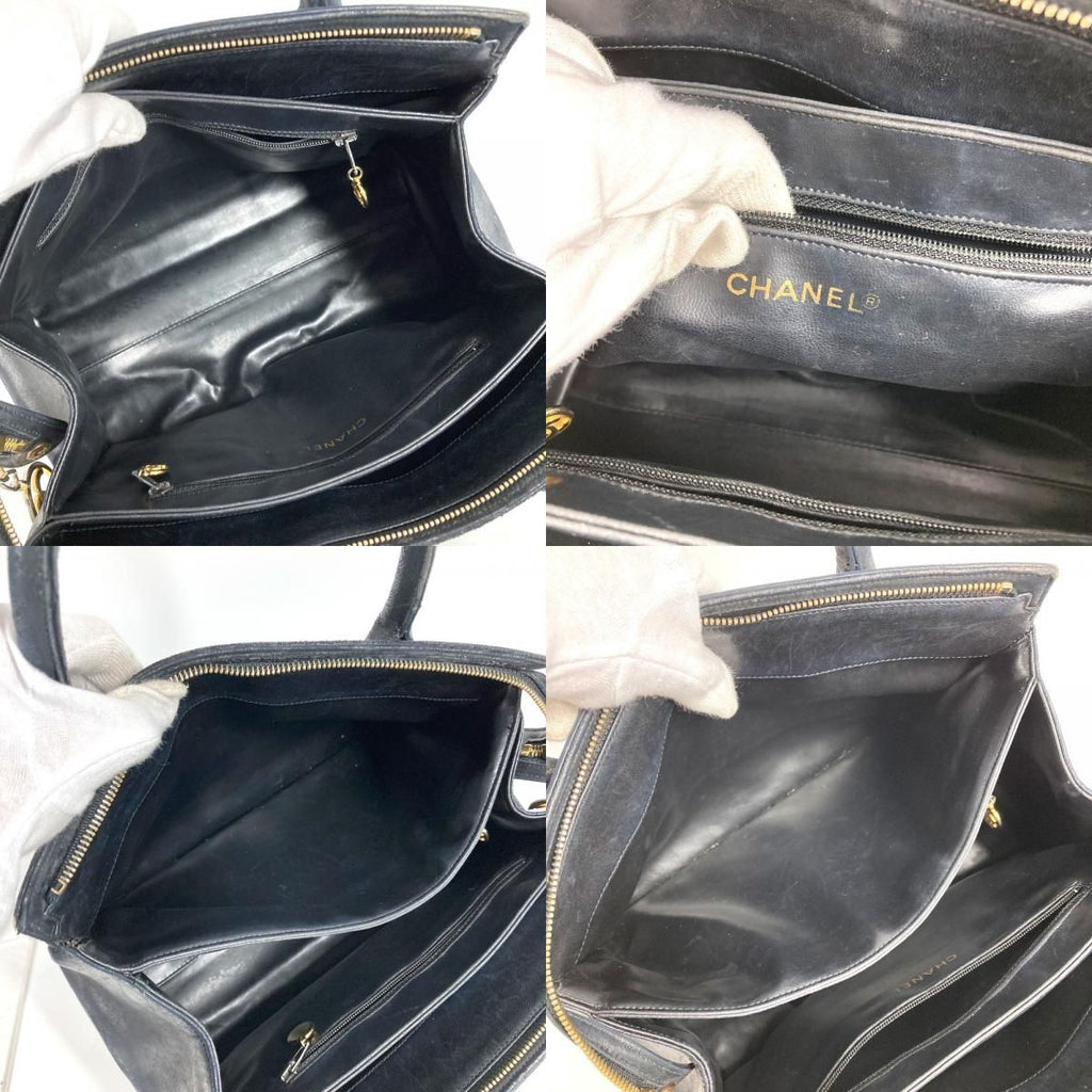 Chanel Handbag Stitch Logo Leather Black — view 9