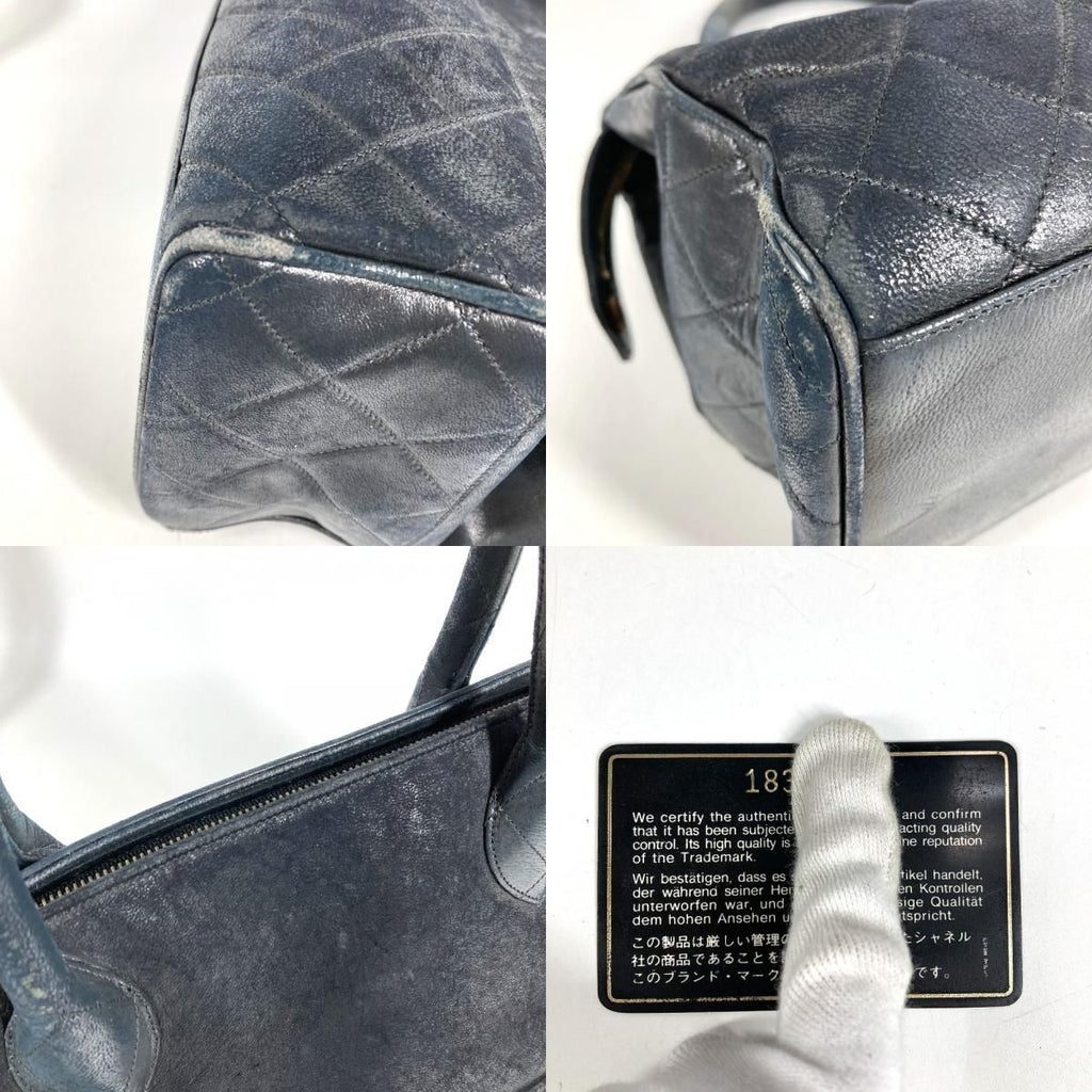 Chanel Handbag Stitch Logo Leather Black — view 8
