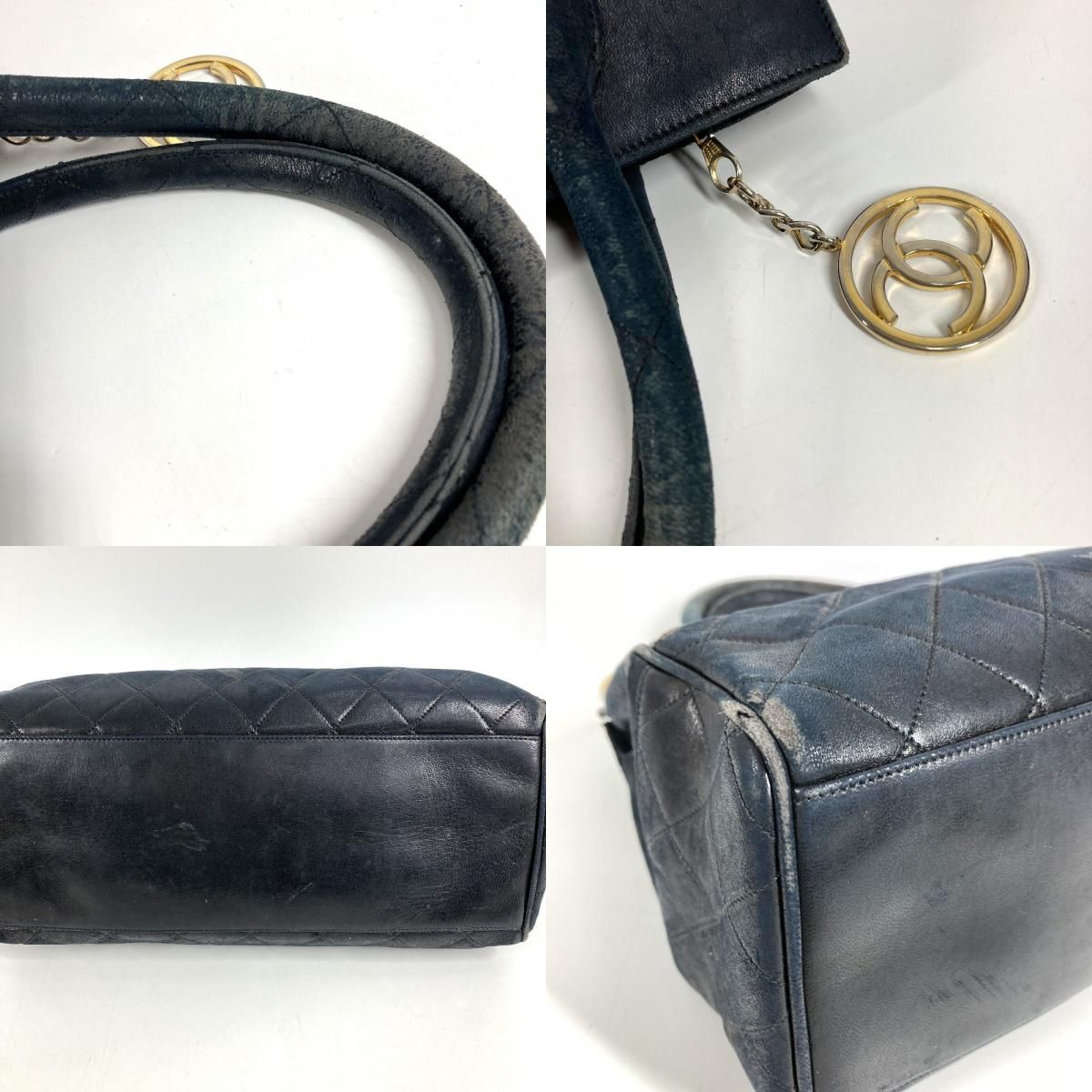 Chanel Handbag Stitch Logo Leather Black — view 7