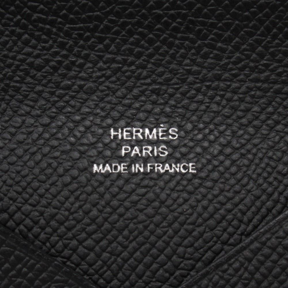 Hermes Calvi Card Case Holder Wallet Epsom Leather Black — view 5