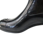 Chanel Camellia Rain Boots Shoes CC Logo Gold 36 Black — view 9