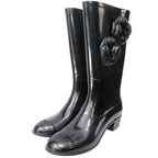 Chanel Camellia Rain Boots Shoes CC Logo Gold 36 Black — view 3
