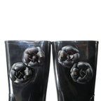 Chanel Camellia Rain Boots Shoes CC Logo Gold 36 Black — view 7