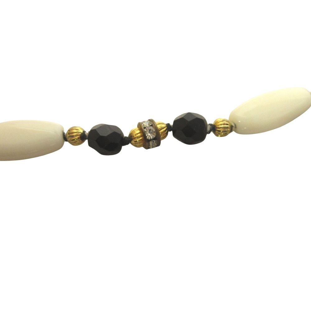 Celine Vintage Long Necklace 132 cm White Black — view 3