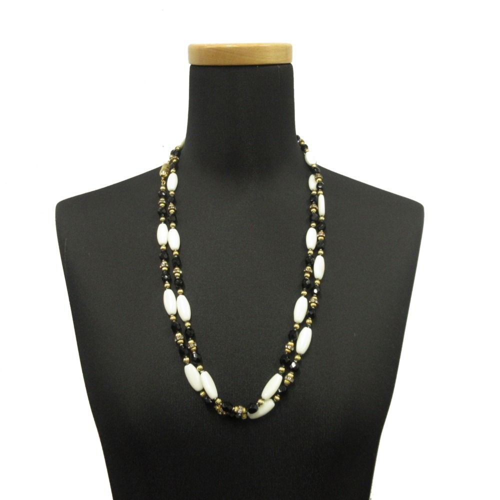 Celine Vintage Long Necklace 132 cm White Black — view 6