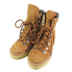 Hermes Discovery Ankle Boots Suede Leather Lace Up Shoes Brown — view 3