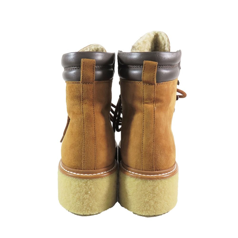 Hermes Discovery Ankle Boots Suede Leather Lace Up Shoes Brown — view 5